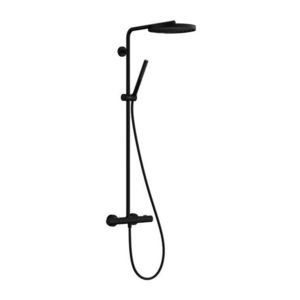 HANSGROHE Pulsify S Puro Sprchový set s termostatem, průměr 26 cm, 1 proud, EcoSmart, matná černá 24223670 obraz