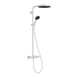 HANSGROHE Pulsify S Puro Sprchový set s termostatem, průměr 26 cm, 3 proudy, EcoSmart, matná bílá 24237700 obraz