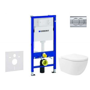 GEBERIT Duofix Set předstěnové instalace, klozetu Oudee Vortex a sedátka softclose, tlačítko Delta01, lesklý chrom SANI11CA1150 obraz