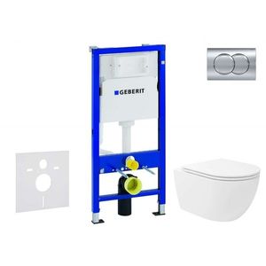 GEBERIT Duofix Set předstěnové instalace, klozetu Oudee Vortex a sedátka softclose, tlačítko Delta01, lesklý chrom SANI11CA1156 obraz