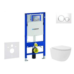 GEBERIT Duofix Set předstěnové instalace, kompaktního klozetu Oudee Vortex a sedátka softclose, tlačítko Sigma20, bílá/chrom SANI11CA3163 obraz