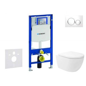 GEBERIT Duofix Set předstěnové instalace, klozetu Oudee Vortex a sedátka softclose, tlačítko Sigma20, bílá/chrom SANI11CA3174 obraz