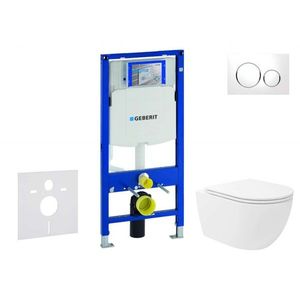 GEBERIT Duofix Set předstěnové instalace, klozetu Oudee Vortex a sedátka softclose, tlačítko Sigma20, bílá/chrom SANI11CA3185 obraz
