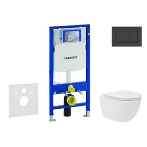 GEBERIT Duofix Set předstěnové instalace, kompaktního klozetu Oudee Vortex a sedátka softclose, tlačítko Sigma30, matná černá/černá SANI11CA5138 obraz