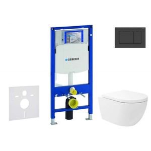 GEBERIT Duofix Set předstěnové instalace, klozetu Oudee Vortex a sedátka softclose, tlačítko Sigma30, matná černá/černá SANI11CA5144 obraz