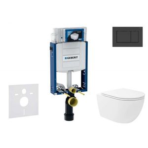 GEBERIT Kombifix Set předstěnové instalace, klozetu Oudee Vortex a sedátka softclose, tlačítko Sigma30, matná černá/černá SANI15CA5139 obraz