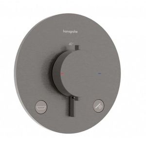 HANSGROHE Ecostat Comfort S Termostatická baterie pod omítku, pro 2 spotřebiče, kartáčovaný černý chrom 33718340 obraz