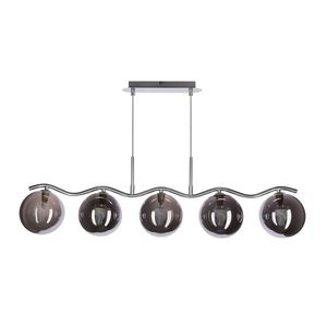 Stropní závěsná lampa UMOS 5x20W G9 chrom grafitové skleněné stínidlo 14 cm moderní svítidlo do obývacího pokoje jídelny obraz
