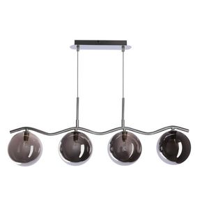 Závěsná lampa LUMOS 4x20W G9 chrom, skleněné stínidlo, grafit, moderní, elegantní, svítidlo, obývací pokoj, jídelna, ložnice, glamour obraz