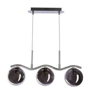 Závěsná lampa LUMOS 3x20W G9 chromované skleněné stínidlo 14 cm grafitové moderní elegantní svítidlo obývací pokoj jídelna kuchyň glamour obraz
