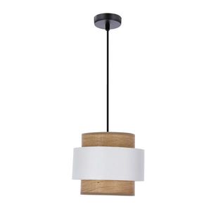 Stropní závěsná lampa Forni 1x40W E27 černé svítidlo s bílým stínidlem z ořechového dřeva, vhodná do obývacího pokoje, ložnice, jídelny, moderního a klasického stylu. obraz
