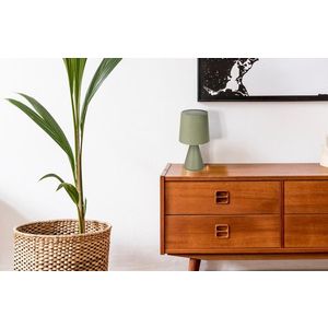 Stolní lampa SATTI šedozelená keramická se stínidlem E14 1x40W elegantní dekorativní do obývacího pokoje, ložnice, pracovny, klasický styl obraz