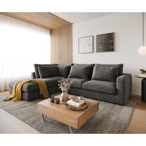 Rohová pohovka Isla 330x225 cm žinylka antracitová levá obraz