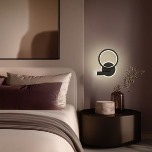 Nástěnná lampa MONET kruhová černá 18W LED 3000K bílé stínidlo obraz