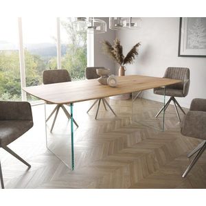 Jídelní stůl Edge 200x100 cm zaoblená přírodní dub švýcarská obraz