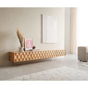 TV stolek Fevo 220 cm přírodní dub 4 dvířka nástěnný obraz
