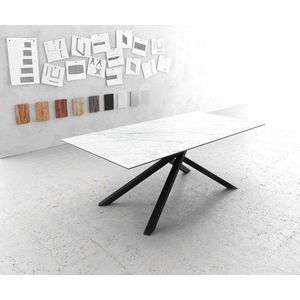 Jídelní stůl Edge 200x100cm Laminam® keramika bílá křížová obraz