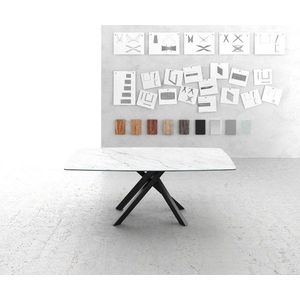 Jídelní stůl Edge zaoblená 200x100cm Laminam® keramika bílá obraz