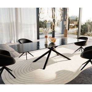Jídelní stůl Edge 300x100 reliéfní sklo kouřové černá 3D design obraz