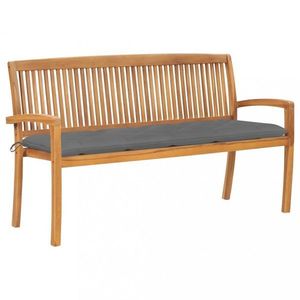 Stohovatelná zahradní lavice s poduškou 159 cm masivní teak obraz