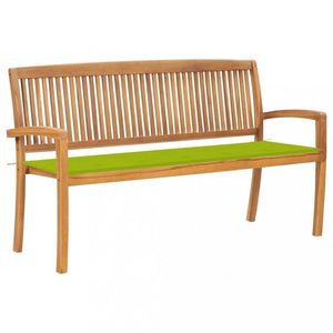 Stohovatelná zahradní lavice s poduškou 159 cm masivní teak obraz
