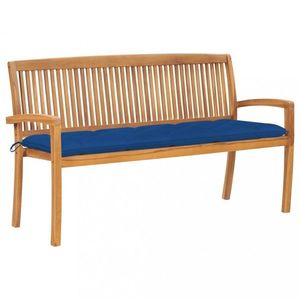 Stohovatelná zahradní lavice s poduškou 159 cm masivní teak obraz
