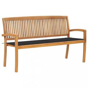 Stohovatelná zahradní lavice s poduškou 159 cm masivní teak obraz