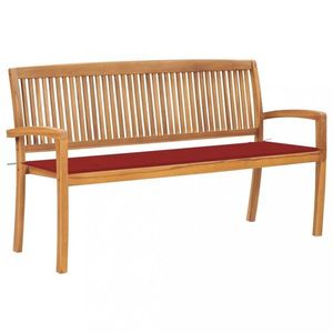 Stohovatelná zahradní lavice s poduškou 159 cm masivní teak obraz