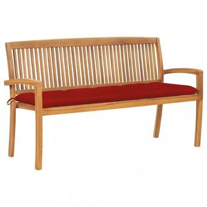 Stohovatelná zahradní lavice s poduškou 159 cm masivní teak obraz