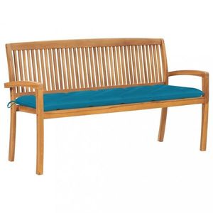 Stohovatelná zahradní lavice s poduškou 159 cm masivní teak obraz