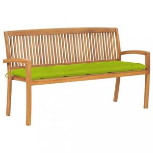 Stohovatelná zahradní lavice s poduškou 159 cm masivní teak obraz