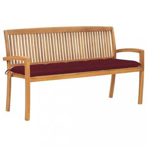 Stohovatelná zahradní lavice s poduškou 159 cm masivní teak obraz