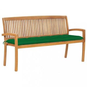 Stohovatelná zahradní lavice s poduškou 159 cm masivní teak obraz