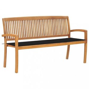 Stohovatelná zahradní lavice s poduškou 159 cm masivní teak obraz