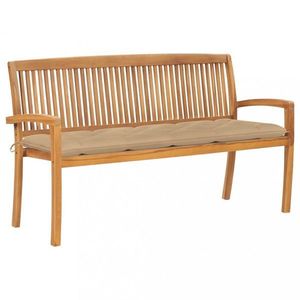 Stohovatelná zahradní lavice s poduškou 159 cm masivní teak obraz