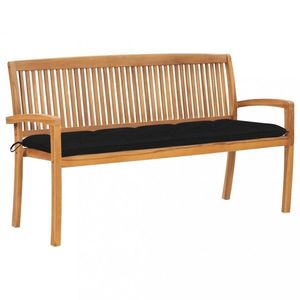 Stohovatelná zahradní lavice s poduškou 159 cm masivní teak obraz