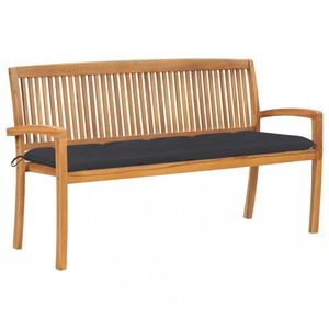 Stohovatelná zahradní lavice s poduškou 159 cm masivní teak obraz
