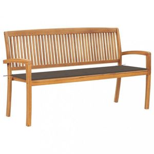 Stohovatelná zahradní lavice s poduškou 159 cm masivní teak obraz