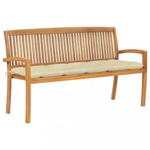 Stohovatelná zahradní lavice s poduškou 159 cm masivní teak obraz
