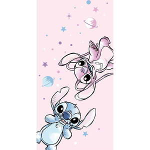Růžová dětská osuška z mikrovlákna 70x140 cm Lilo and Stitch "Universe" – Jerry Fabrics obraz