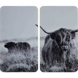 Kryty na sporák v sadě 2 ks z tvrzeného skla 30x52 cm Universal Highland Cattle – Wenko obraz