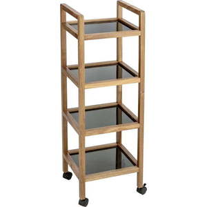 Černý/v přírodní barvě koupelnový regál z masivu akácie 35x101, 5 cm Fondi – Wenko obraz