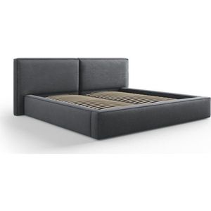 Tmavě šedá čalouněná dvoulůžková postel s úložným prostorem a roštem 200x200 cm Arendal – Cosmopolitan Design obraz