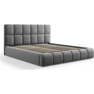 Šedá sametová čalouněná dvoulůžková postel s úložným prostorem s roštem 180x200 cm Bellis – Micadoni obraz