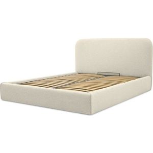 Krémová čalouněná dvoulůžková postel s úložným prostorem s roštem 140x190 cm Sea – Scandic obraz