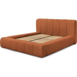 Oranžová čalouněná dvoulůžková postel s úložným prostorem s roštem 140x190 cm Denali – Bobochic Paris obraz