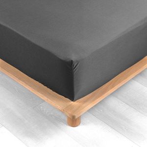 Antracitové napínací prostěradlo z bavlněného perkálu 140x190 cm Percaline – douceur d'intérieur obraz