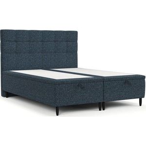 Tmavě modrá čalouněná dvoulůžková postel s úložným prostorem 180x200 cm Senses – Maison de Rêve obraz