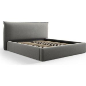 Šedá čalouněná dvoulůžková postel s úložným prostorem a roštem 160x200 cm Elio – Milo Casa obraz