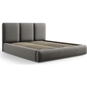 Šedá sametová čalouněná dvoulůžková postel s úložným prostorem s roštem 200x200 cm Brody – Mazzini Beds obraz